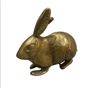 Vintage Brass Bunny Rabbit Figurine Paperweight Nature Adorable Spring Easter
